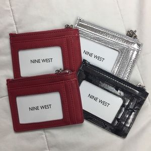 1 Red/ 1 silver/ 1 camo Nine West key ring wallet